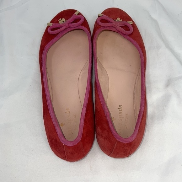 Kate Spade Sz 7 Coral Pink Suede Ballet Slippers Flats Slip on Shoes - Picture 5 of 11
